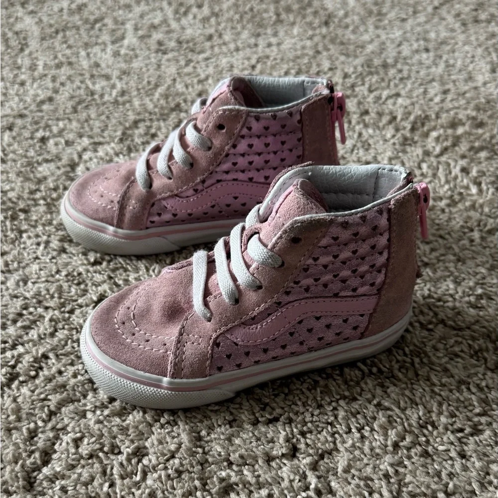 Vans Toddler girls pink heart sneakers shoes size 6 - Picture 14 of 15